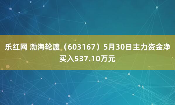 乐红网 渤海轮渡（603167）5月30日主力资金净买入537.10万元