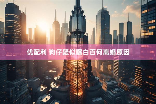 优配利 狗仔疑似曝白百何离婚原因