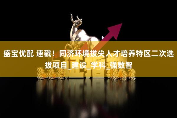 盛宝优配 速戳！同济环境拔尖人才培养特区二次选拔项目_建设_学科_强数智